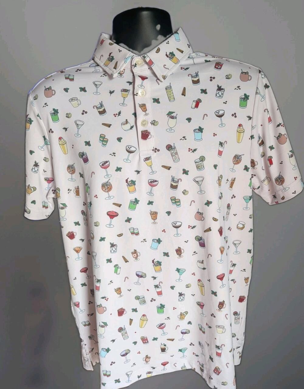 Sunday Swagger Golf Polo Mens M Christmas Cocktail Drinks Holiday Performance